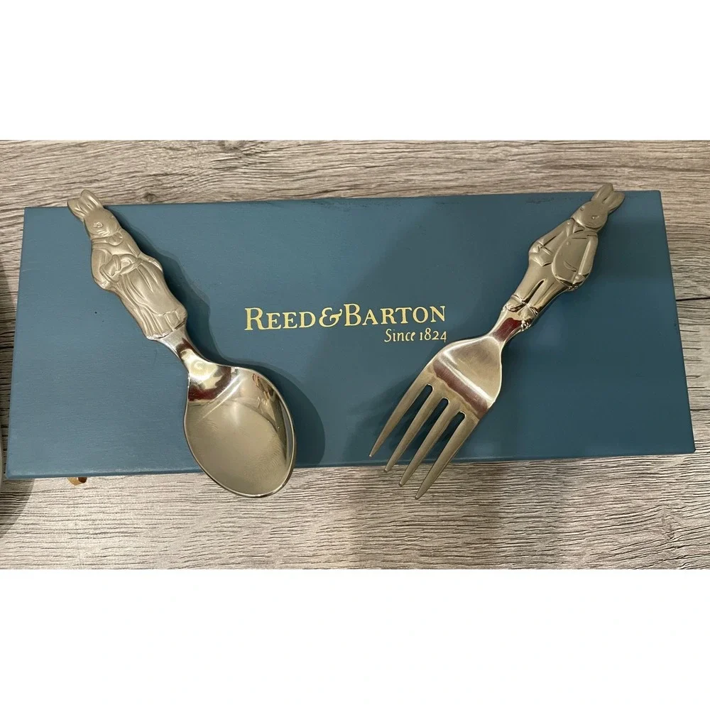 Reed & Barton Bunnykins Silver Plate Spoon Fork Set 1998 Royal Doulton Vintage